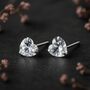 Sterling Silver Small Cubic Zirconia Heart Stud Earrings, thumbnail 3 of 9