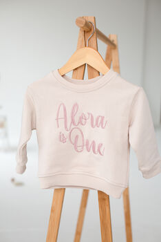 Personalised Embroidered Name 'One' First Birthday Sweatshirt Jumper, 2 of 7