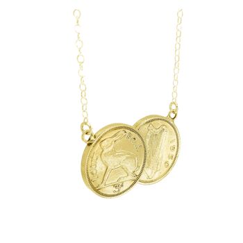 Irish Threepence Double Coin Necklace 24k Gold Plated, 2 of 9