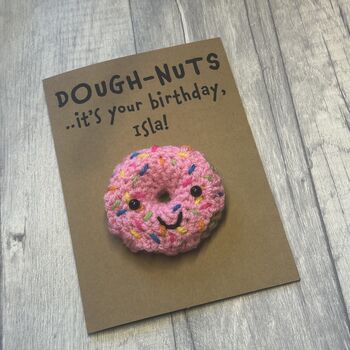 Personalised Doughnuts Donut Crochet Birthday Card Handmade, 6 of 10