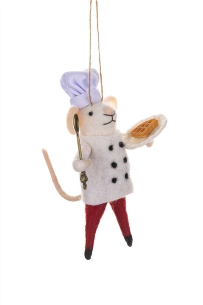 Felt Christmas Chef Cusine Mouse Hanging Decoration, 1 of 1