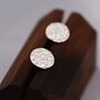 Sterling Silver Hammered Disk Stud Earrings, thumbnail 5 of 11