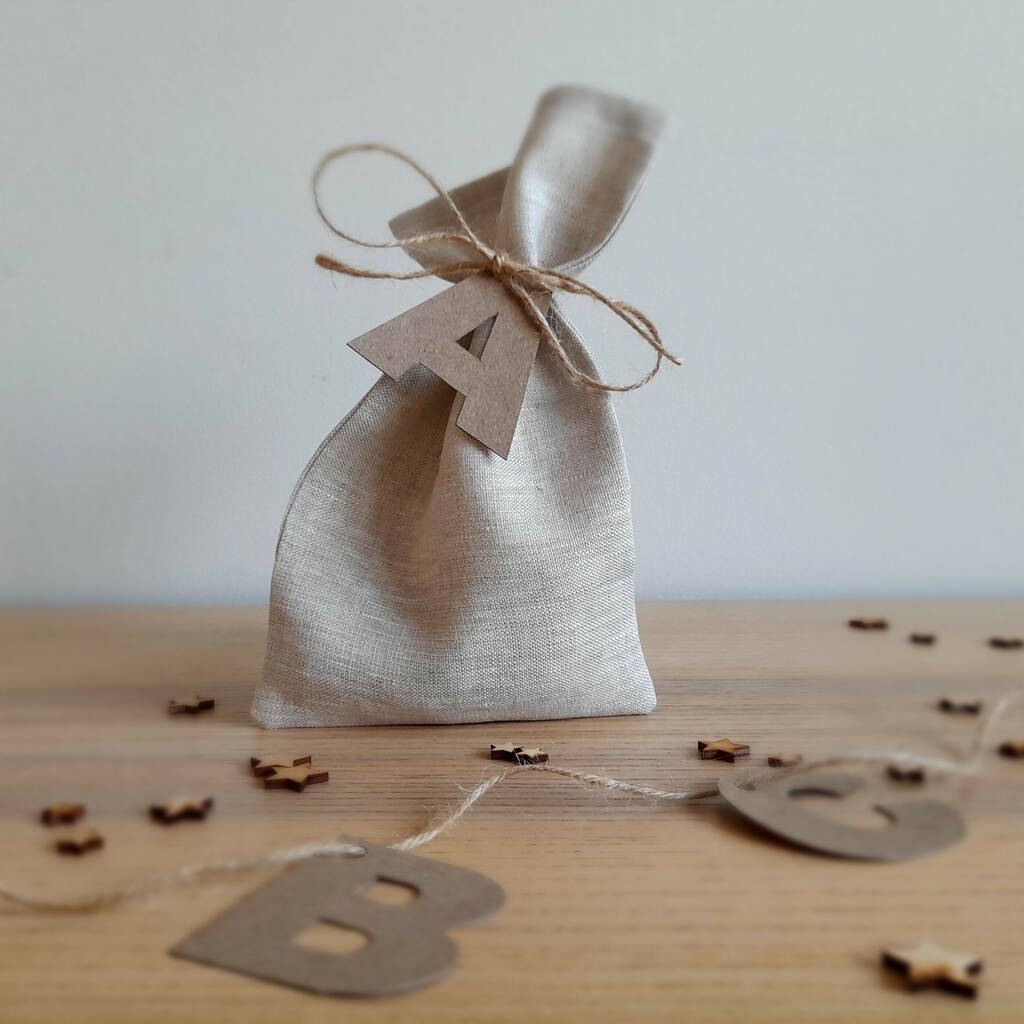 Initial Tag Linen Gift Bag, 1 of 4