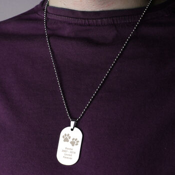 Personalised Paw Prints Stainless Steel Dog Tag Necklace, 8 of 12