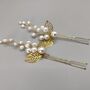 Pearl And Gold Leaf Hair Pins – Elegant Bridal And Bridesmaid Hair Accessories, thumbnail 3 of 12