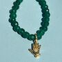 Solene Green Bead Necklace With Small Hand Detail, thumbnail 2 of 9
