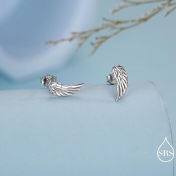 Sterling Silver Angel Wings Stud Earrings, 3 of 12