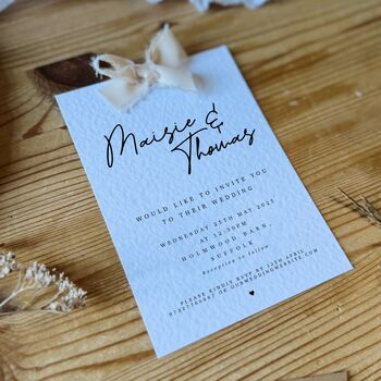 Personalised Calligraphy Wedding Invites Ribbon, 2 of 3