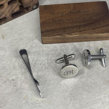 Dark Wood Personalised Groomsman Box Gift Set, 2 of 8