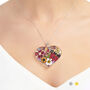 Large Heart Real Flower Sterling Silver Pendant Necklace Gold Plated Option, thumbnail 1 of 12