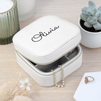 Personalised White Travel Jewellery Case, 4 of 6