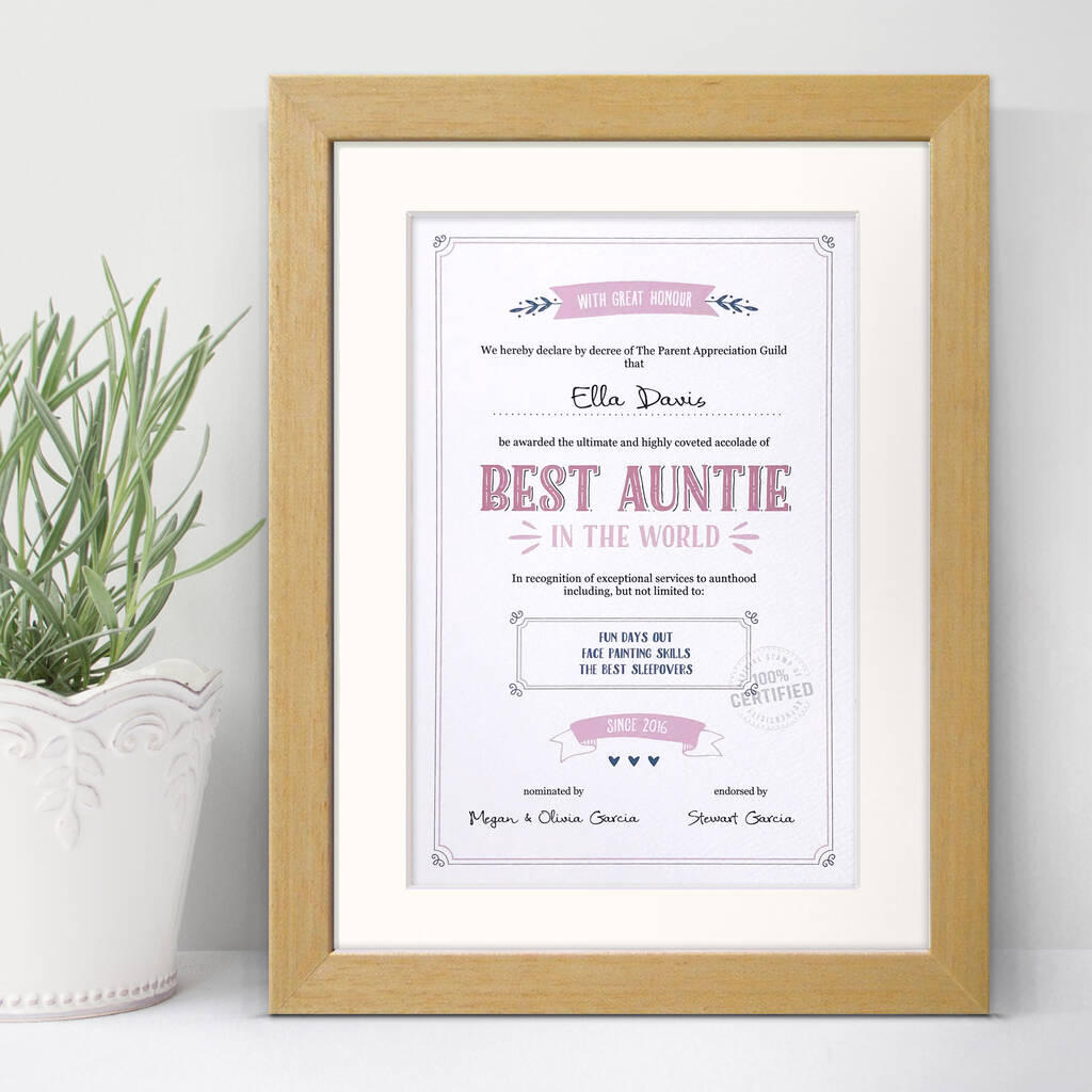 Best Auntie / Godmother Personalised Certificate, 1 of 4
