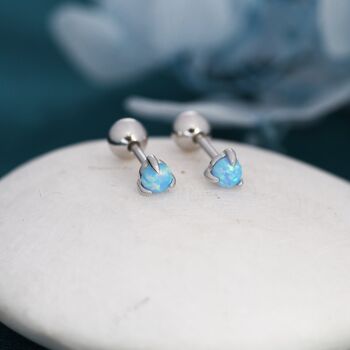 Blue Opal Screw Back Earrings In Sterling Silver, 4 of 12