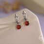 Sterling Silver Dangling Red Onyx Hoop Earrings, thumbnail 1 of 12