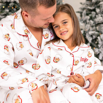 Men's Personalised Christmas Santa Print Pyjamas, 5 of 7
