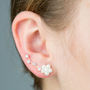 Silver And Pearl Flower Ear Pins, thumbnail 1 of 3