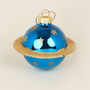 G Decor Four Blue And Gold Planet Christmas Baubles, thumbnail 3 of 7