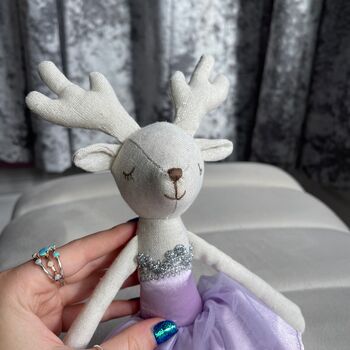 Christmas Linen Ballerina Reindeer Soft Toy, 2 of 9