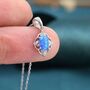 Vintage Style Tiny Blue Opal Pendant Necklace, thumbnail 5 of 12