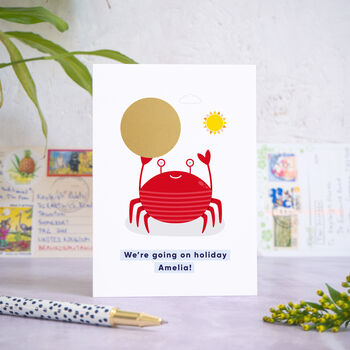 Personalised Crab Themed Holiday Reveal Scratch Card, 4 of 9