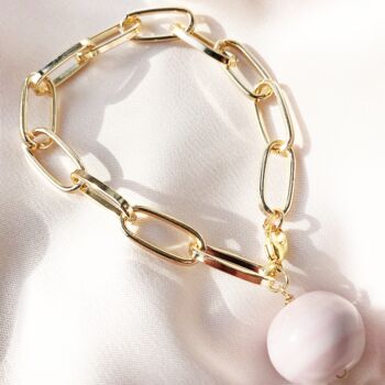 Rosy Glass Bead Gold Plated Chain Bracelet, 4 of 7