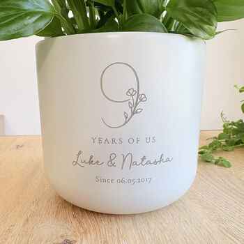 Personalised 9th Anniversary Plant Pot With Plant, 4 of 7