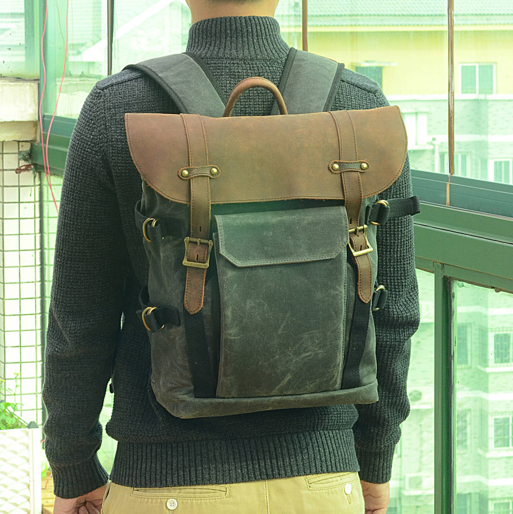 large waxed canvas dslr camera backpack by eazo