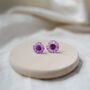 Minimalistic Purple Daisy Sterling Silver Stud Earrings, thumbnail 1 of 4