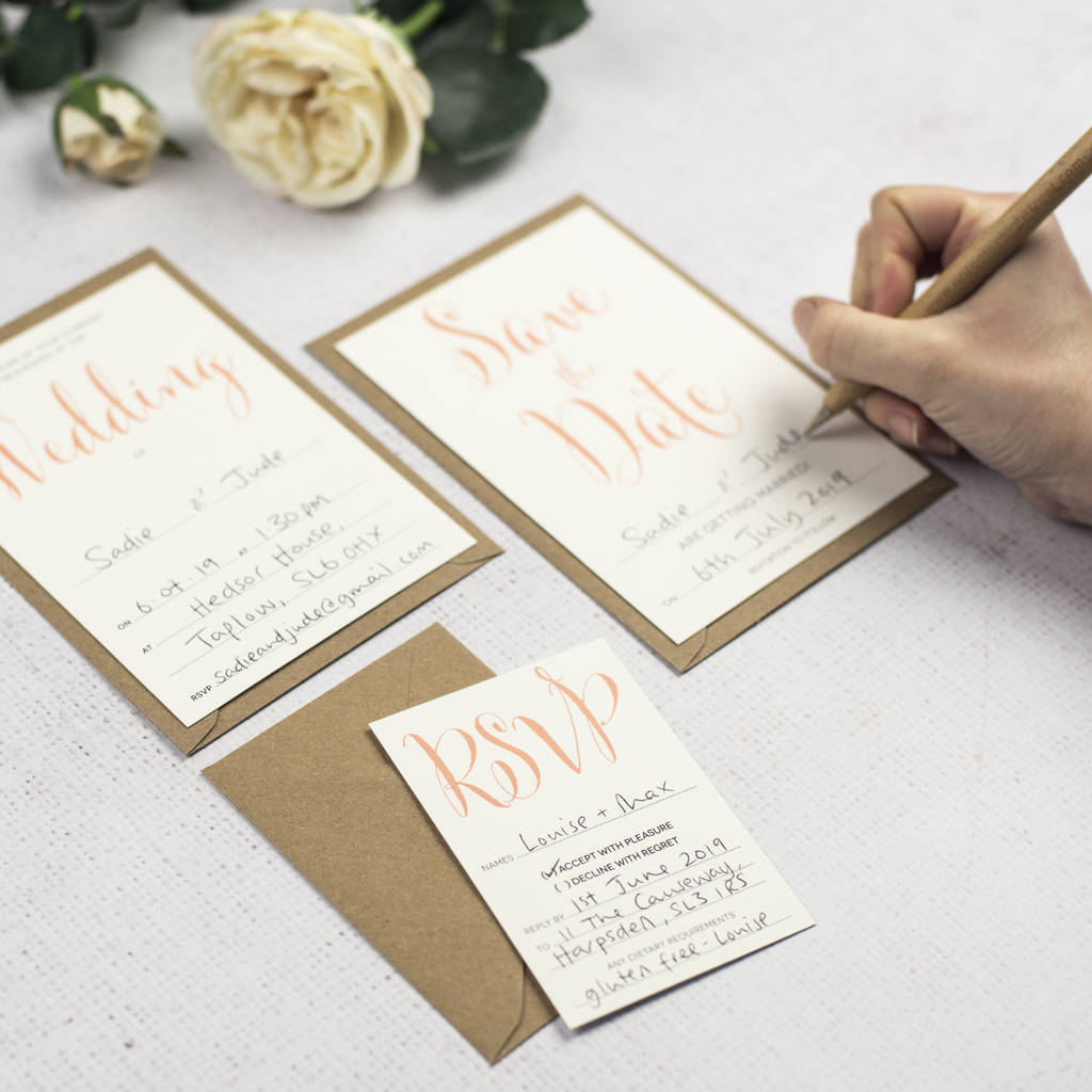 calligraphy script diy wedding invitation set by russet
