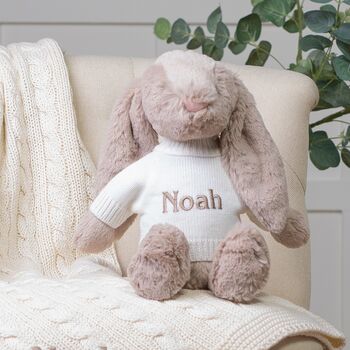Personalised Beige Bashful Bunny Soft Toy, 4 of 7