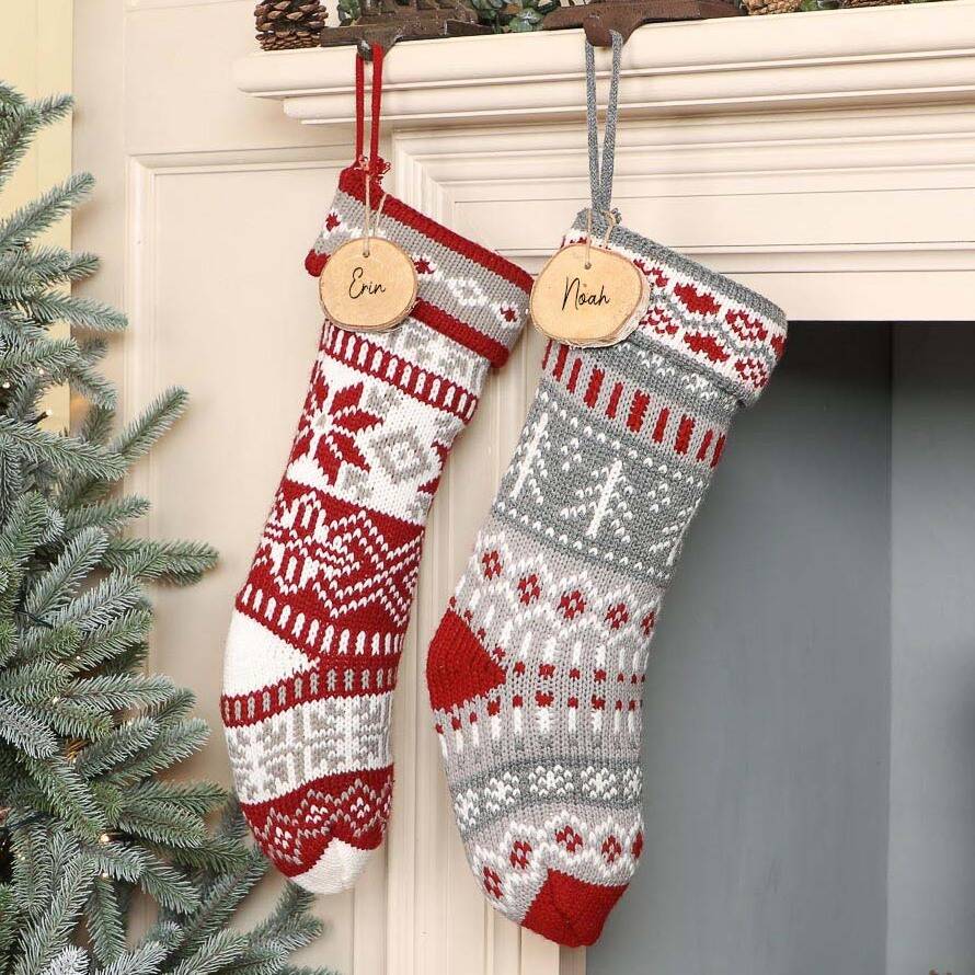 Personalised Chunky Knit Fair Isle Christmas Stocking By Dibor