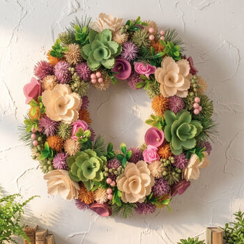 Personalised Alnwick Pink Green Floral Wreath, 5 of 9