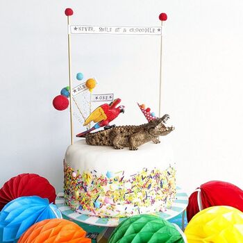 Personalised Crocodile Party Animal Cake Topper Set, 2 of 5