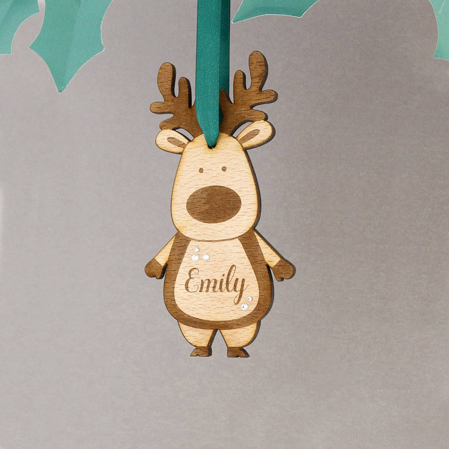 personalised wooden reindeer christmas decoration by no ordinary gift ...