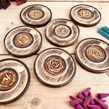 Chakra Wooden Incense Stick And Cone Holder Burner, 2 of 12