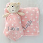 Personalised Pink Bear Hearts Comforter And Blanket Set, thumbnail 5 of 8
