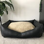 Medium Vegan Leather And Sherpa Fleece Sofa Dog Bed, thumbnail 3 of 7