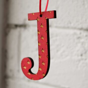 Red Initial Hanging Christmas Decoration, 3 of 8