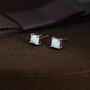 White Opal Square Stud Earrings In Sterling Silver, thumbnail 2 of 12
