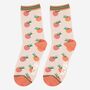 Womens Peach Fruit Bamboo Socks, thumbnail 2 of 5