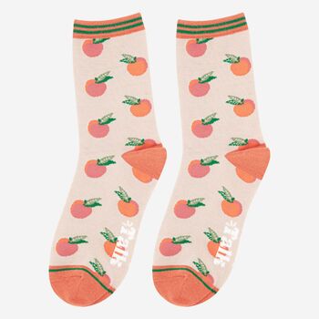 Womens Peach Fruit Bamboo Socks, 2 of 5