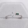 Sterling Silver Emerald Green Cz Marquise And Baguette Open Ring, thumbnail 6 of 12