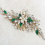 Crystal And Green Leaf Hair Comb, thumbnail 4 of 5