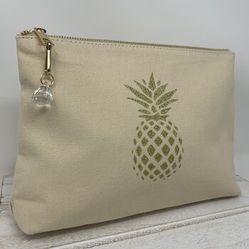 Glitter Pineapple Print Makeup Bag, 5 of 6