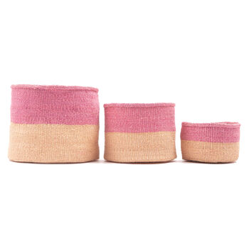 Dusky Pink And Sand Duo Colour Block Basket, 7 of 9