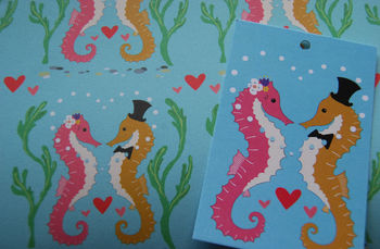 'Seahorse Wrapping Paper', Wedding Wrapping Paper, 2 of 4