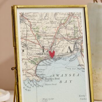 Personalised Family Vintage Map Stitch Heart Picture, 5 of 6