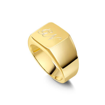 Rectangular Signet Ring 18 K Gold Plated Solid Silver, 4 of 6