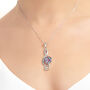 Sterling Silver Treble Clef Pendant With Real Flowers Four Flower Options, thumbnail 1 of 11