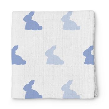 Bleu Lapin Large Swaddle Blanket, 2 of 2